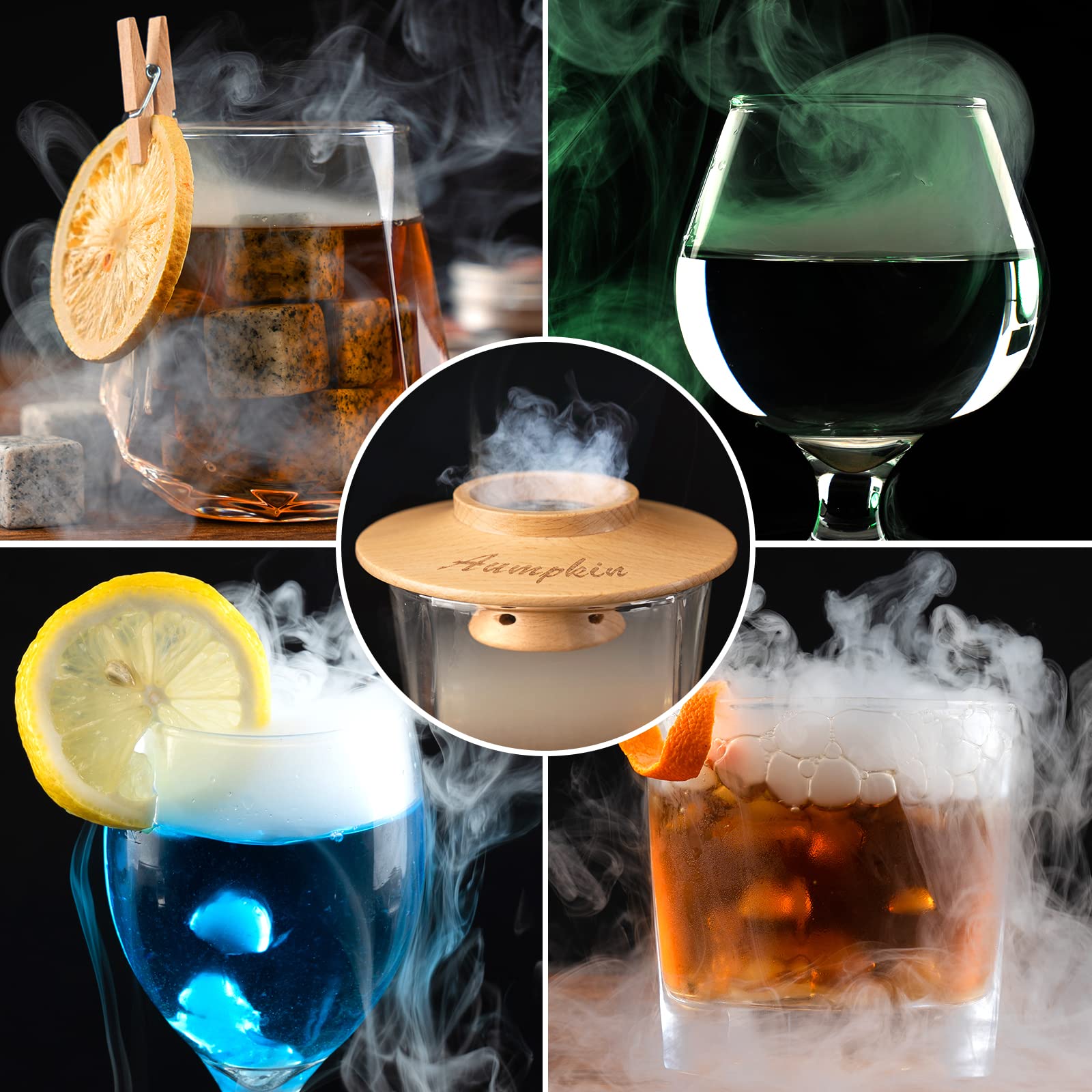 Kit ahumador de cóctel con antorcha - 6 sabores de virutas de madera - Bourbon, kit de infusión de ahumador de whisky, kit de ahumador de bebidas a la antigua, whisky bourbon de cumpleaños para hombres (sin butano)